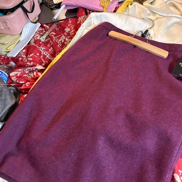 Plum pencil skirt (wool) from Pure Collection in the UK.
